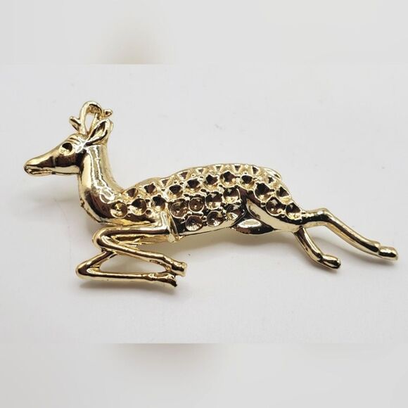 🟢3/$19🟢 2x Reindeer Brooches Settings Pin Blanks DIY Christmas Crafts - Picture 2 of 7